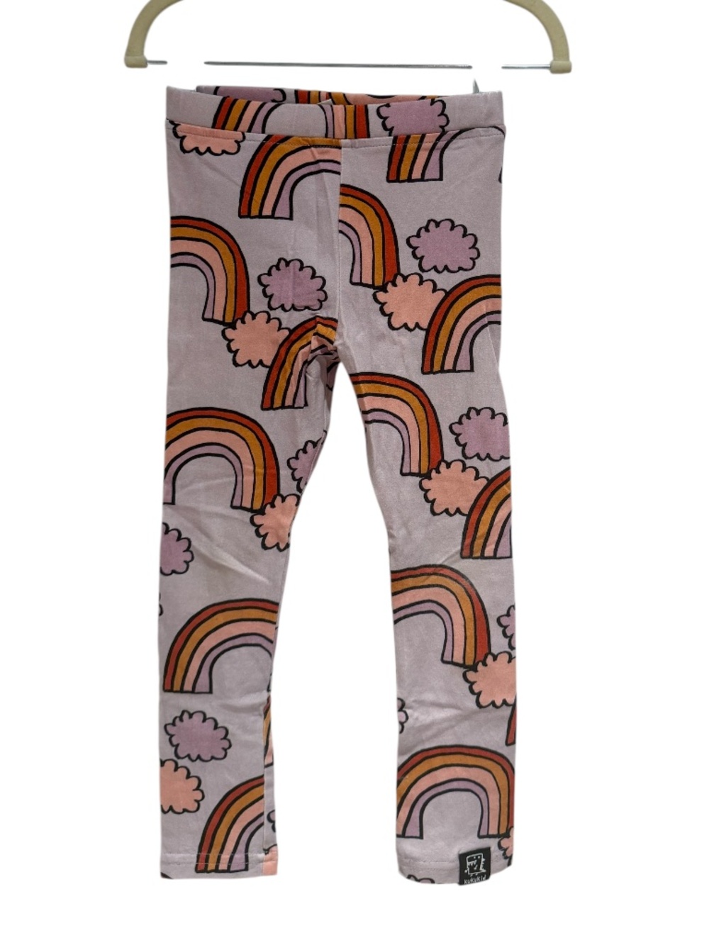 KUKUKID pink/purple/red/orange cotton rainbow print leggings - size 3-4